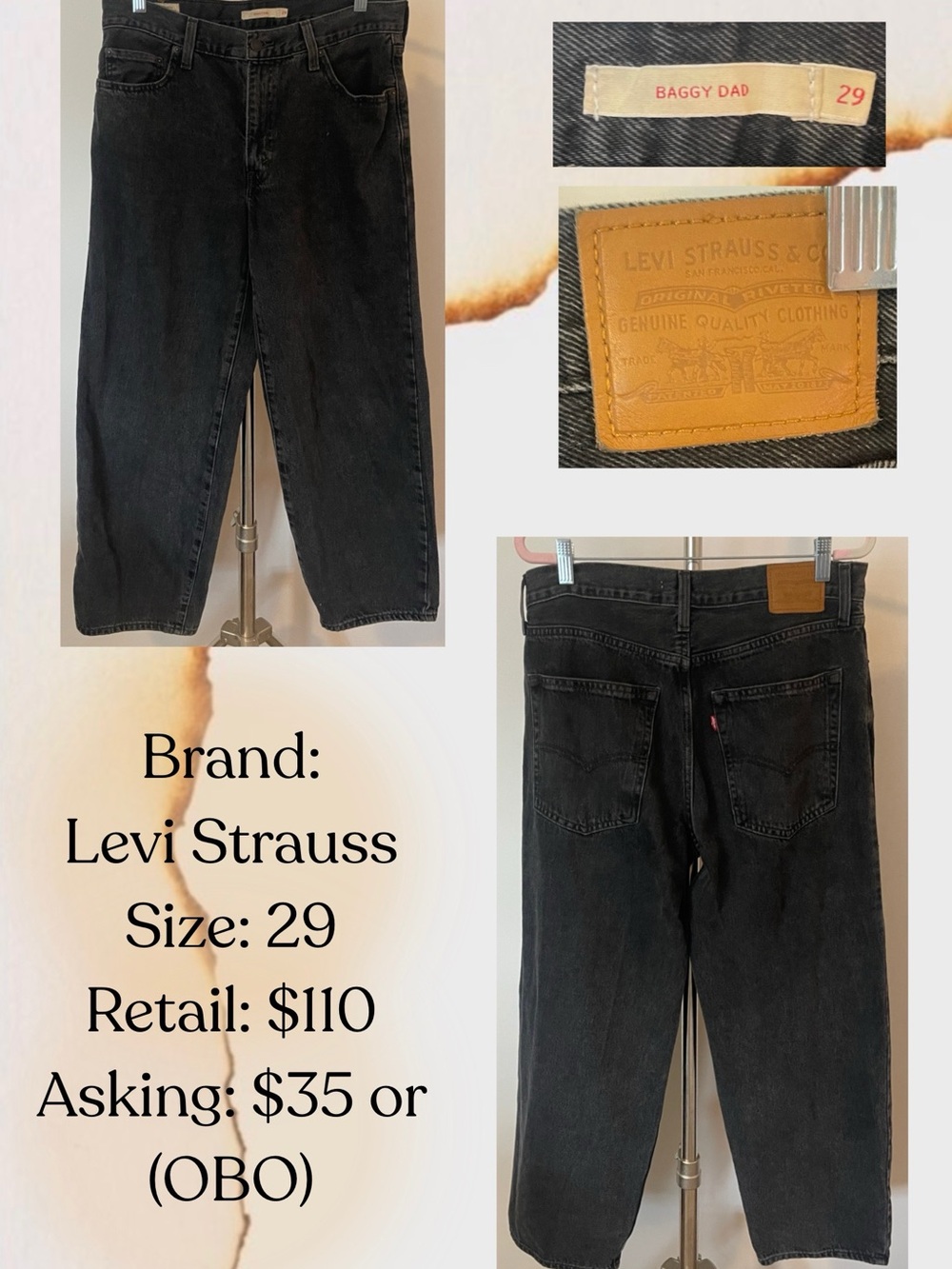 Levi's Black Relaxed Baggy Dad Jeans